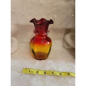Blenko ruffle top rigoree neck vase